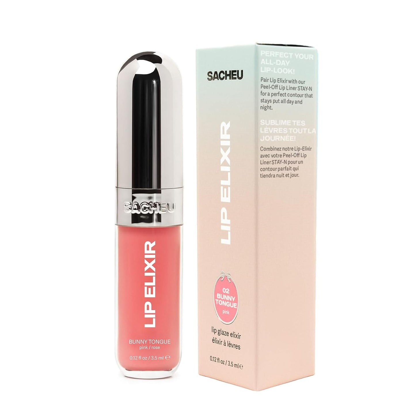 Lip Elixir Nourishing Lip Glaze and Lip Tint Gloss. High-Shine Lip Gloss. Moisturizing Lip Gloss Enriched with Lip Oils for Hydrating Smooth Finish, Cruelty-Free (Sheer Pink)