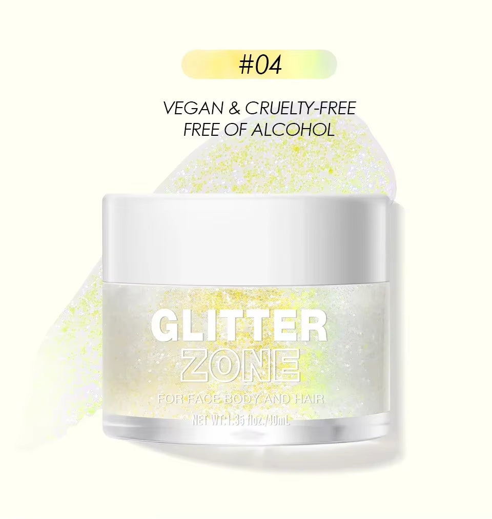 GlitterZone™ – Laser Glitter Gel for Face, Eyes, Hair, Nails & Body