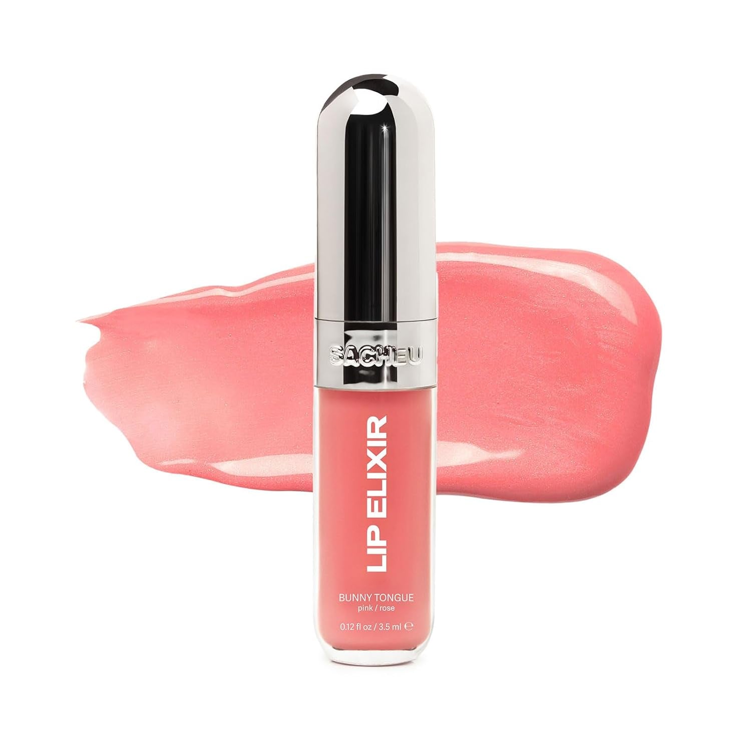 Lip Elixir Nourishing Lip Glaze and Lip Tint Gloss. High-Shine Lip Gloss. Moisturizing Lip Gloss Enriched with Lip Oils for Hydrating Smooth Finish, Cruelty-Free (Sheer Pink)